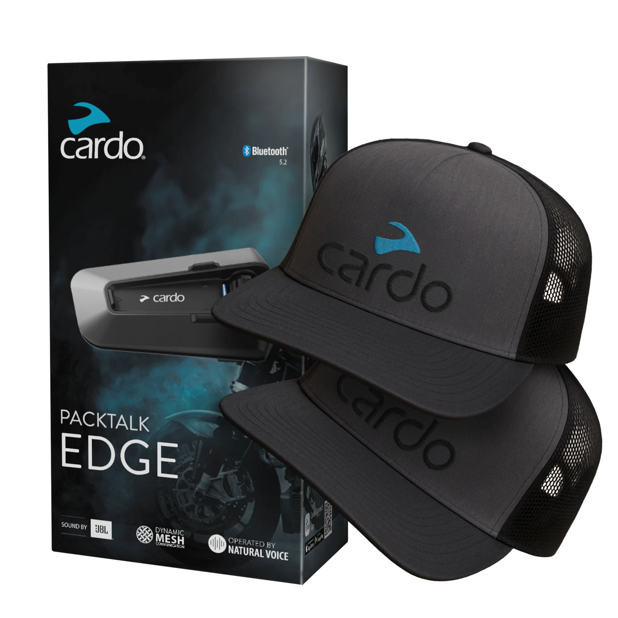 Cardo Systems Packtalk Edge + 2 Cardo Caps Bundle