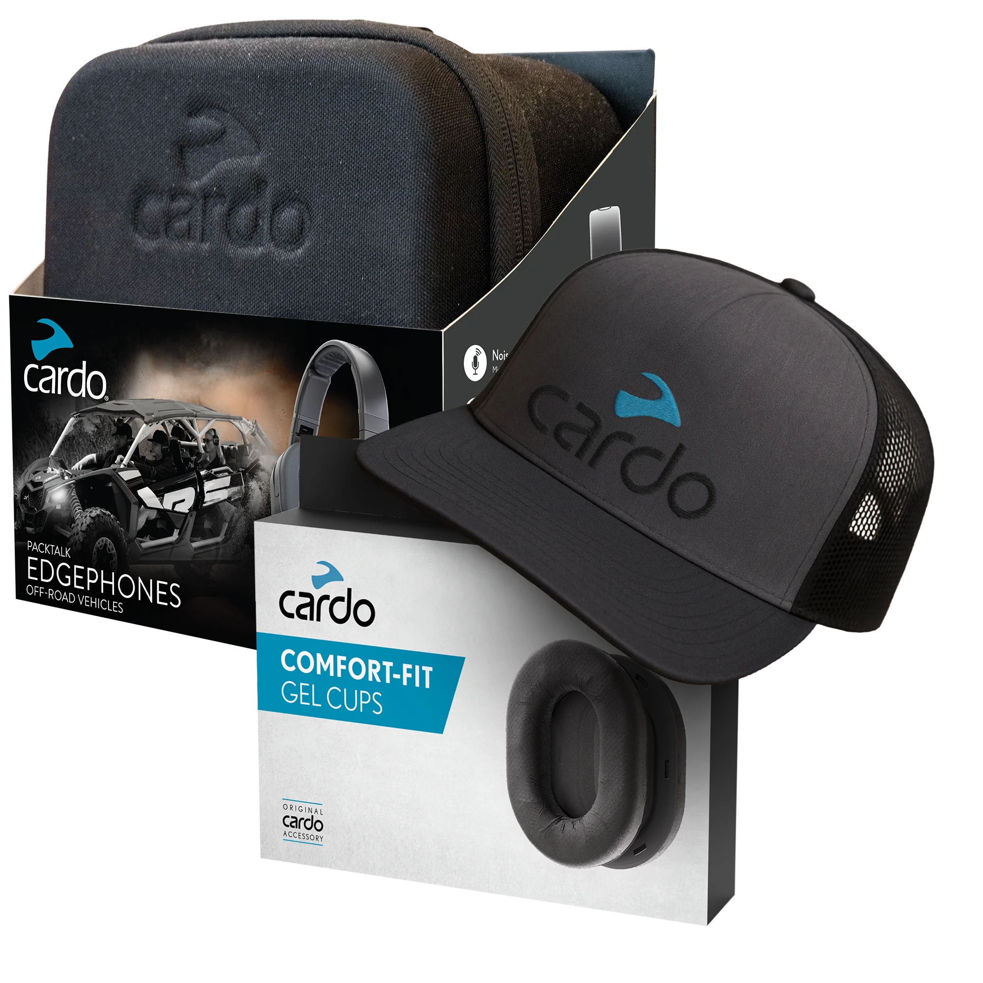 Packtalk Edgephones ORV + Gel Cups + Cardo cap | Cardo Systems