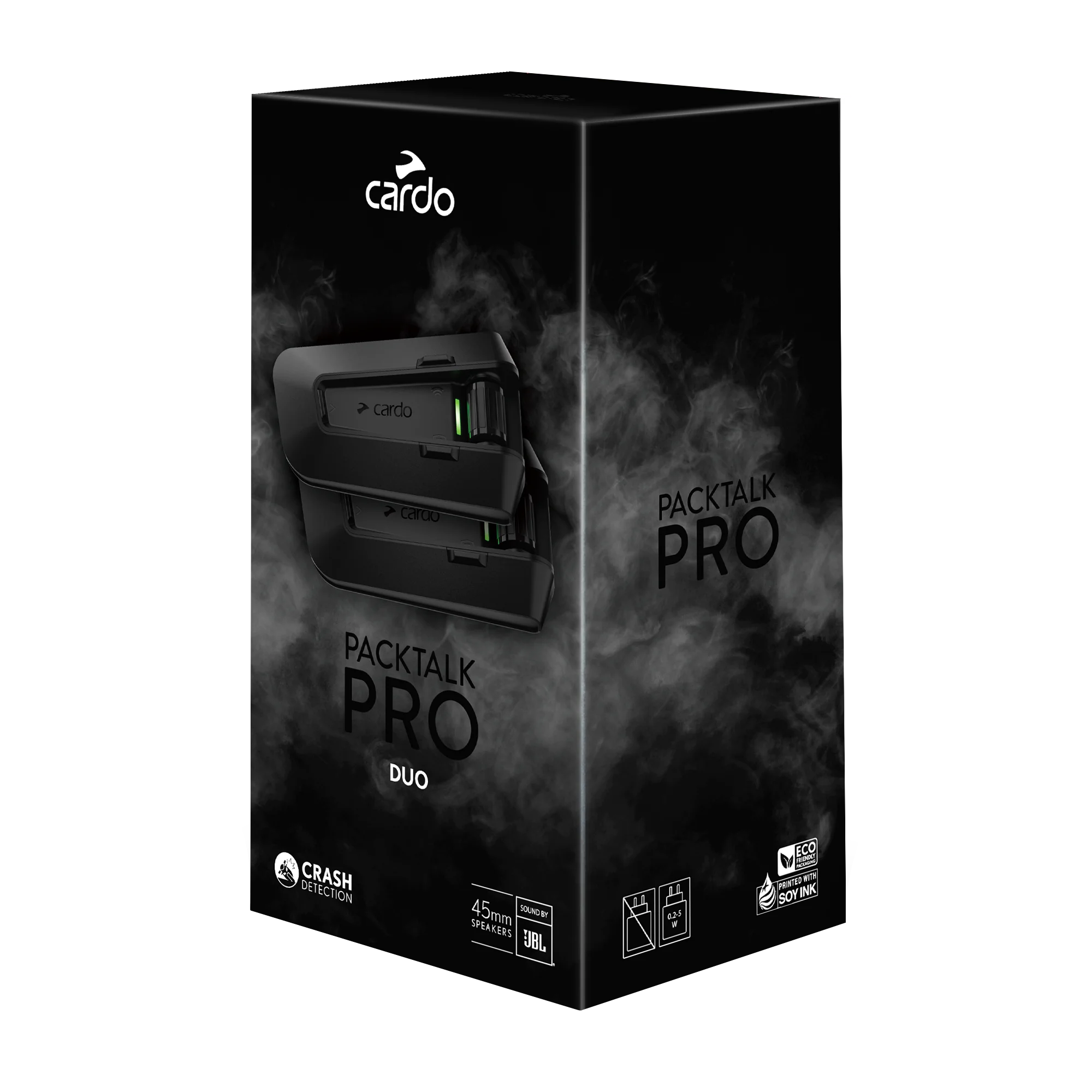 Cardo Packtalk Pro Duo packaging box with product image and branding