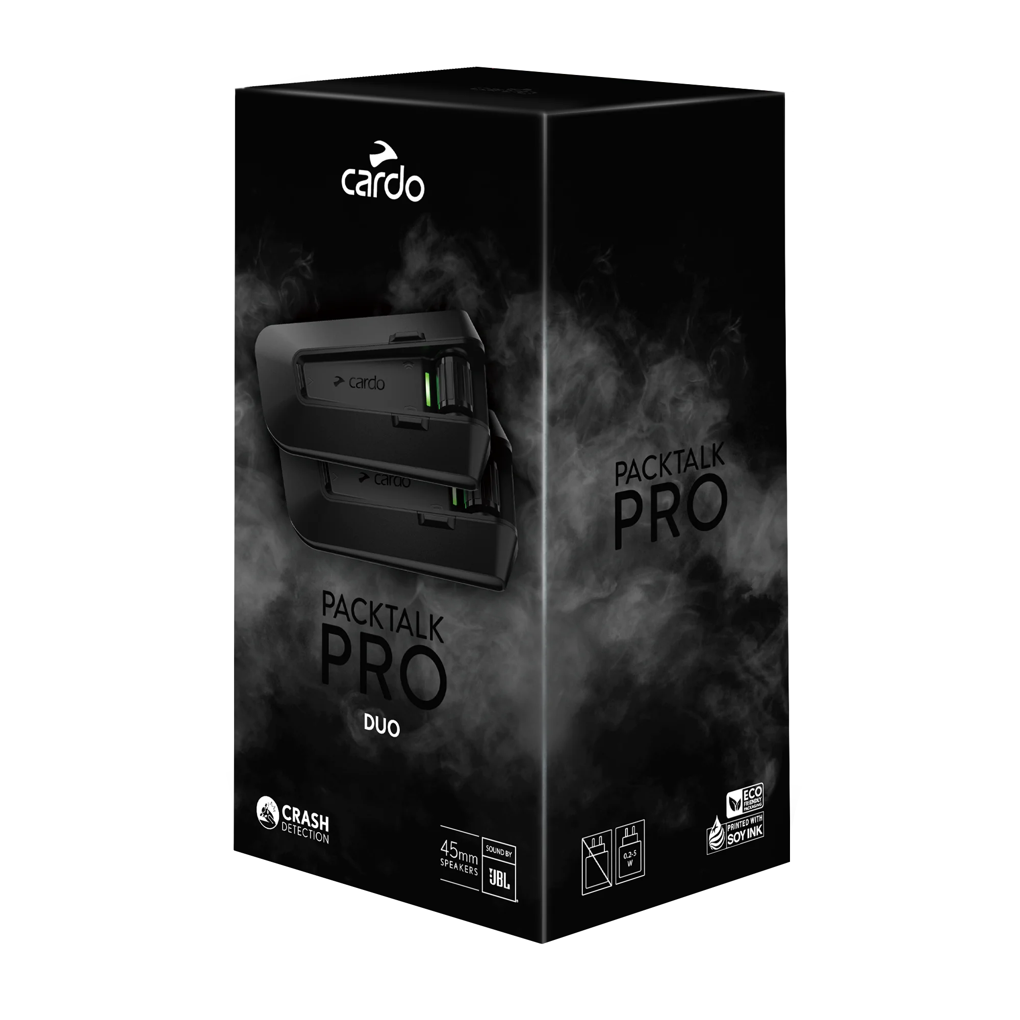Cardo Packtalk Pro Duo packaging box with product image and branding