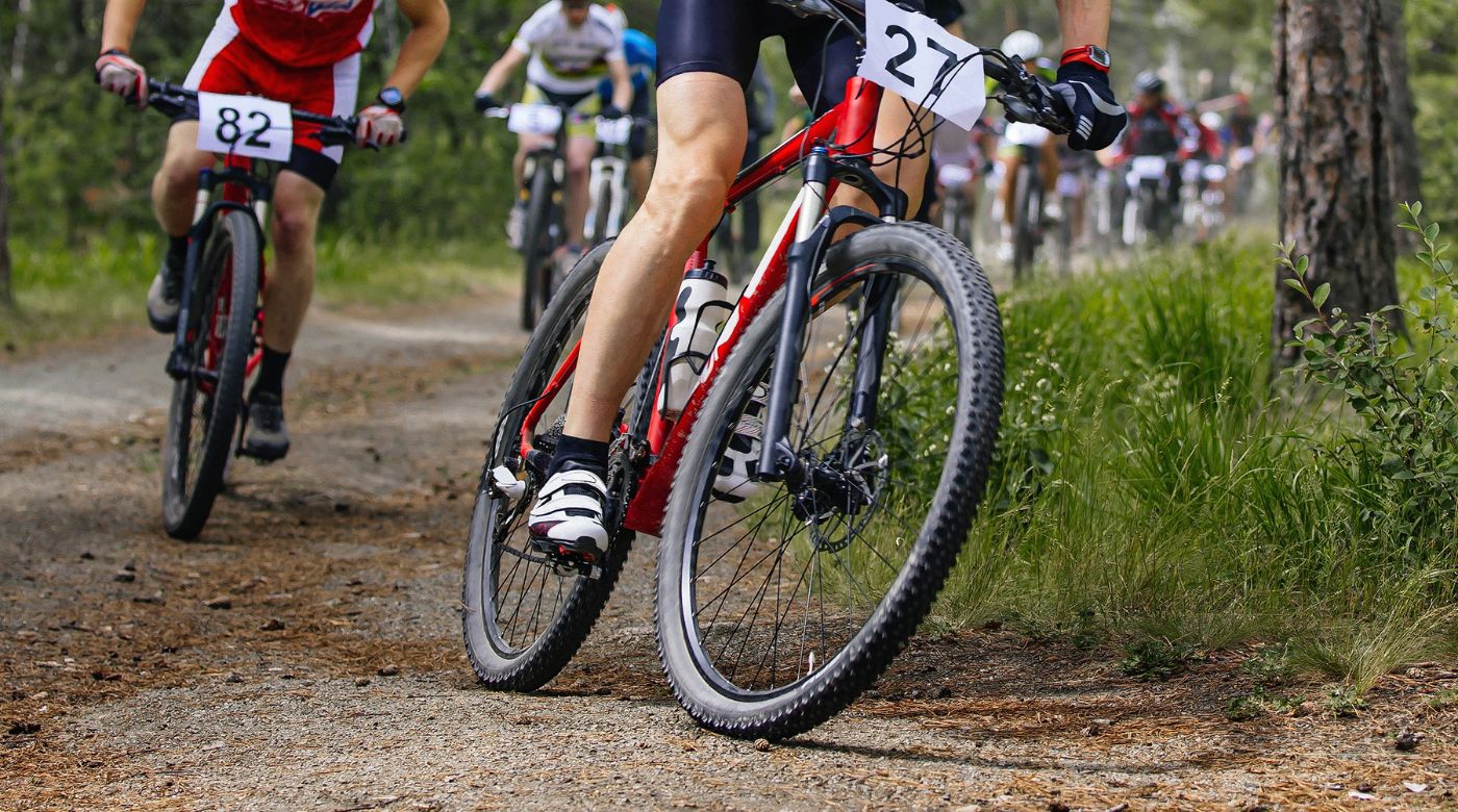 mountainbikers ride cross country