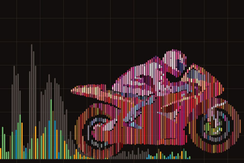 motorcycle vector artwork in the style of digital equalizer