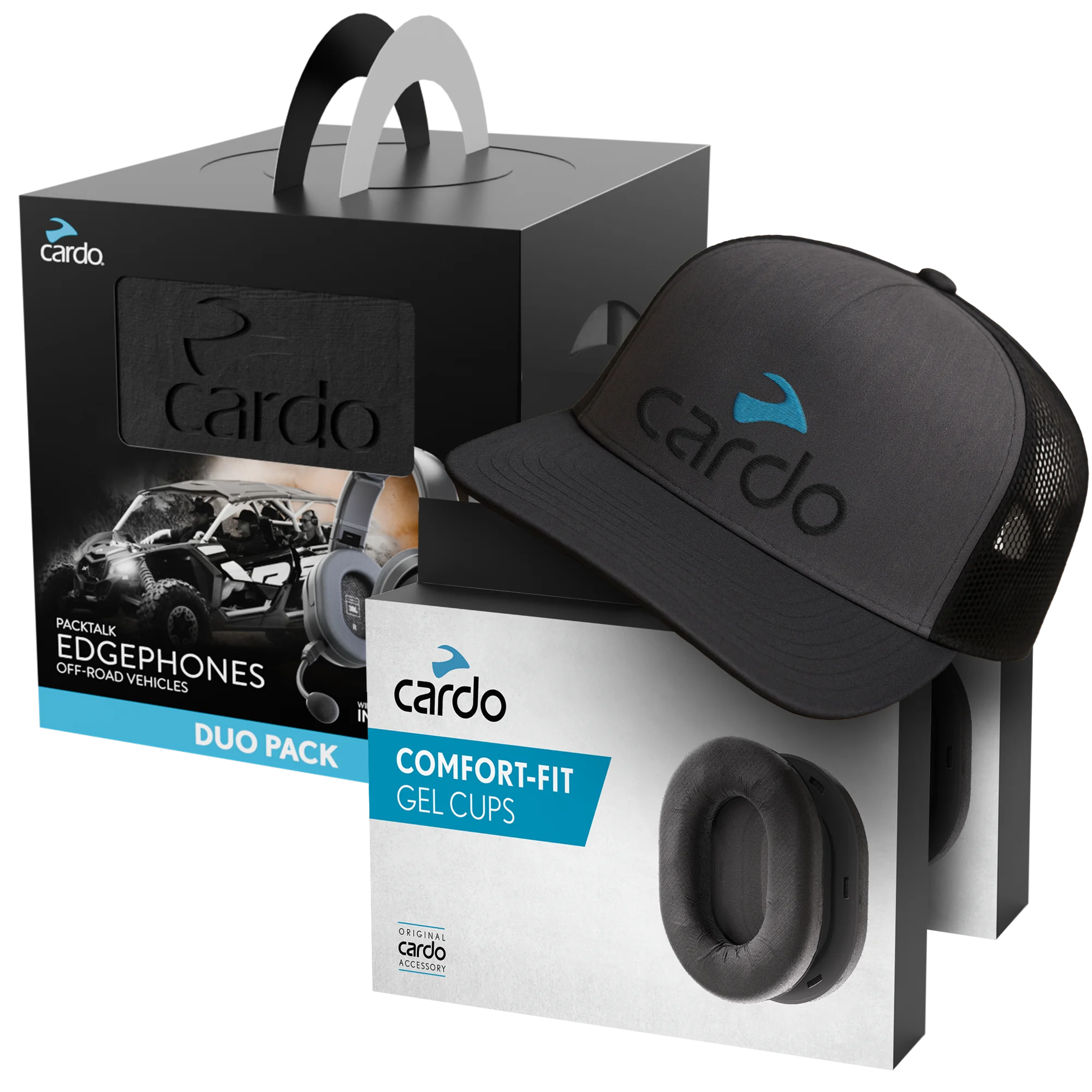 Packtalk Edgephones ORV DUO + 2 Gel Cups + 2 Cardo caps