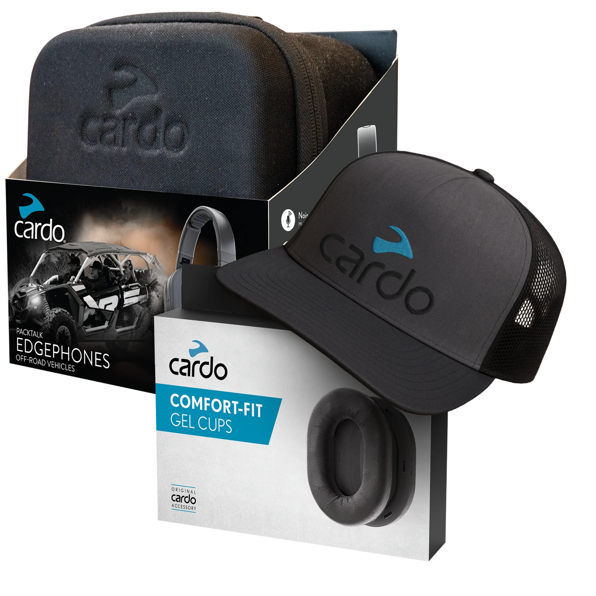 Packtalk Edgephones ORV + Gel Cups + Cardo cap | Cardo Systems