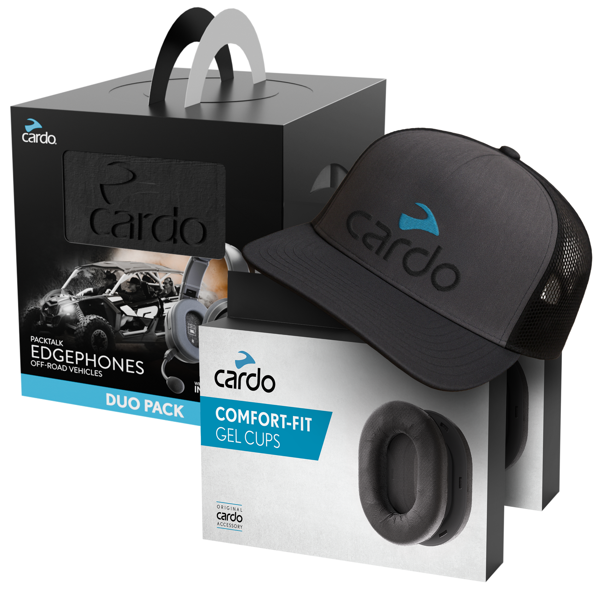 Packtalk Edgephones ORV DUO + 2 Gel Cups + 2 Cardo caps